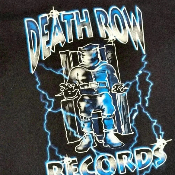Men's Black Death Row Records Airbrush Tee Shirt Medium Graphic Print Band Tee - Picture 7 of 7